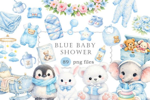 Charming Blue Baby Shower Clipart for Every Project