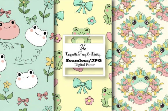 Coquette Frog & Daisy Pattern: A Whimsical Design Asset