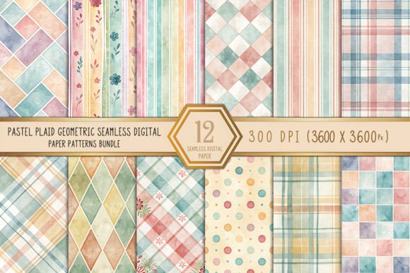 Designing with Pastel Plaid Geometric Seamless Digital Paper