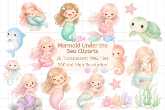 Dive into Design with an Ocean Mermaid Clipart Set