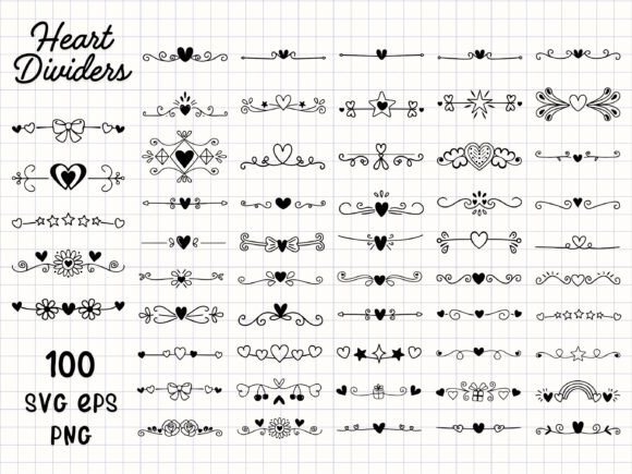 Elevate Your Designs with Heart Dividers SVG Clipart