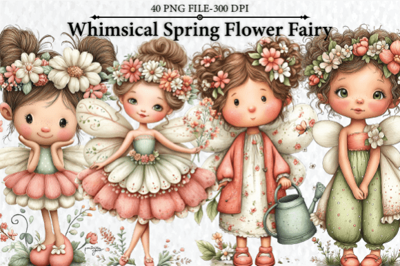Enchant Your Projects with Whimsical Spring Flower Fairy Clipart
