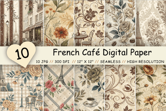 French Café Digital Paper Pack: Your Parisian Design Solution
