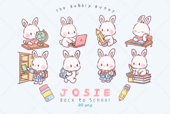 Kawaii Bunny Back to School Clipart: Adding Pastel Joy to Your Designs