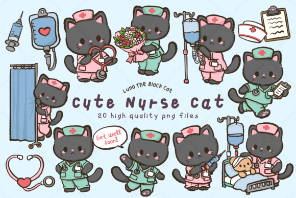 Kawaii Cute Nurse Cat Clipart: Designing with Whimsy and Care