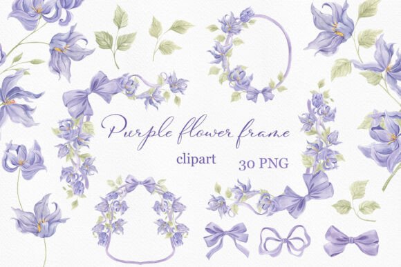 Watercolor Purple Flower Ribbon Frames: A Designer's Guide